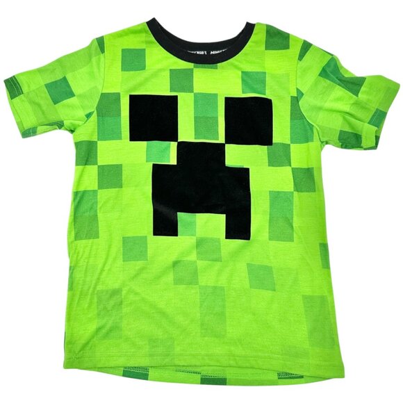 Minecraft Creeper Graphic Tee Boys M 8 Green Black Pixel Design By Jinx - Picture 1 of 4